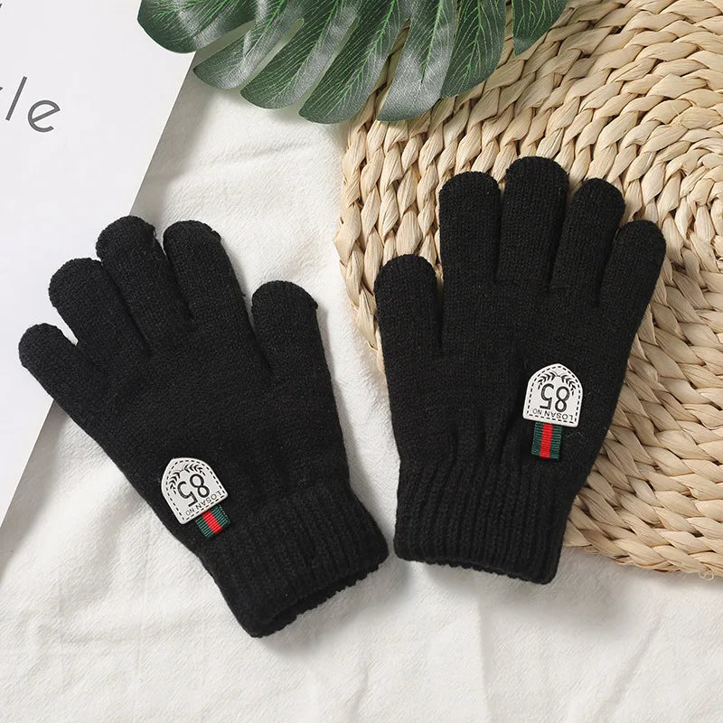 Winter Children's Gloves Kids Double Inner Wool Boys Gilrs Cold-Proof Soft Warm Thick Autumn Elastic Travel Knitted Gloves
