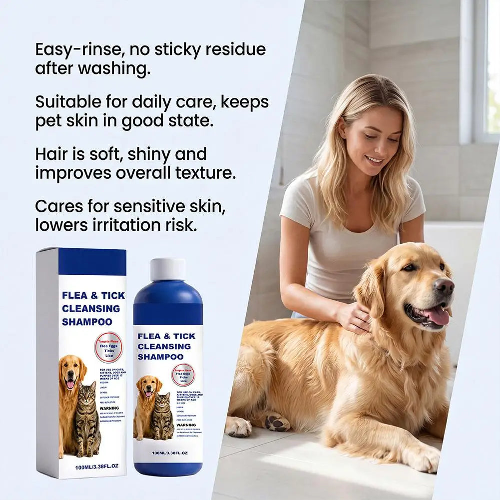 Pet Flea Tick Cleansing Shampoo Effectively Remove Parasites Gentle Smooth Cleaning Deworming Remover Cats Dogs