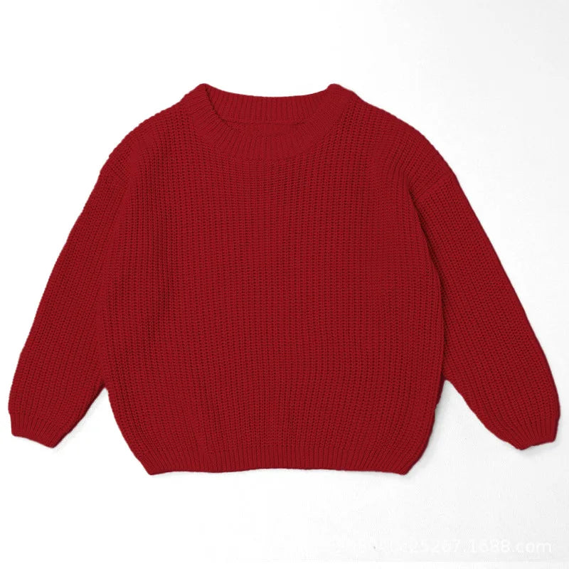 Personalized Baby Cotton Sweater Custom Name Hand Embroidery Knitted Pullover for Boys Girls Autumn Winter Kids Knitwear 0-7T