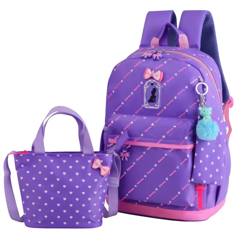 Bunnyfly 3pcs/Set Kids School Bag Backpack Set Fashion Lovely Children's Backpack for Girls Student Mochila Sac