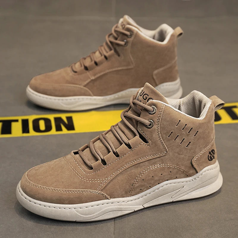 2026Men's Shoes Fashion Outdoor Casual Shoes Men's High Top Sneakers Lace Up Ankle Boots Mens Motorcycle Boots Botas Para Hombre