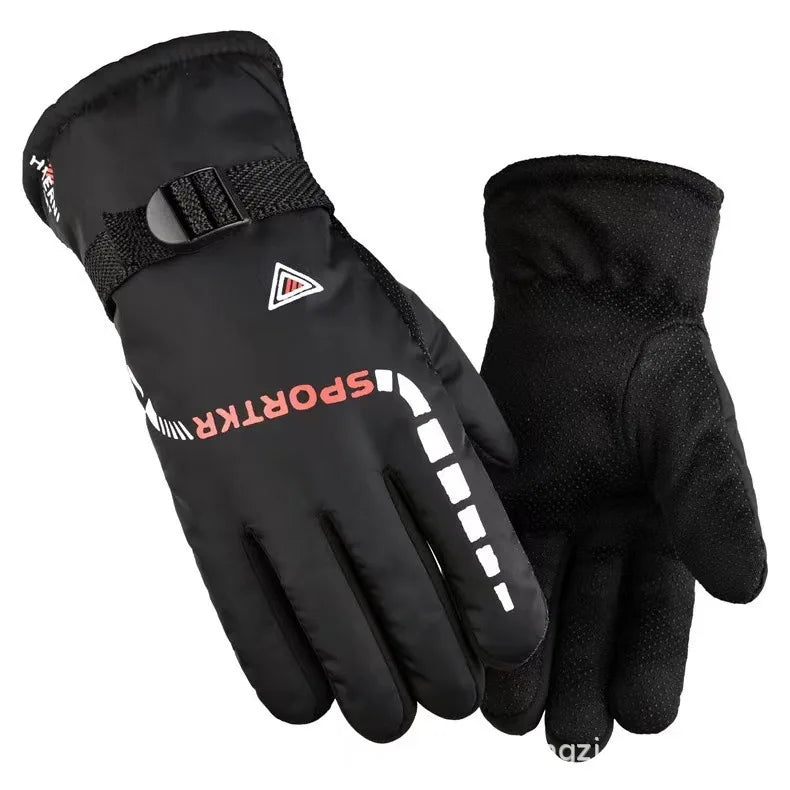 Leather Gloves for Men in Winter, Warm and Cold Resistant, Cycling Waterproof, Touch Screen, Motorcycle Windproof Gloves