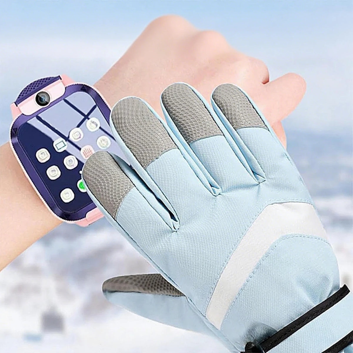 Children's Winter Ski Gloves Heavy Duty Warm Windproof Outdoor Sports Gloves Kids Boys Girls Ski Gloves for 3-14Y Ski Gloves