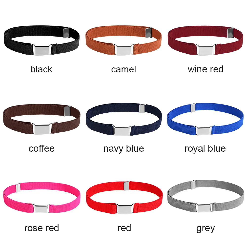 Kids Stretch Waist Belt With Buckle Elastic Belts Girl Adjustable Elastic Canvas Waistband 75*2.5cm