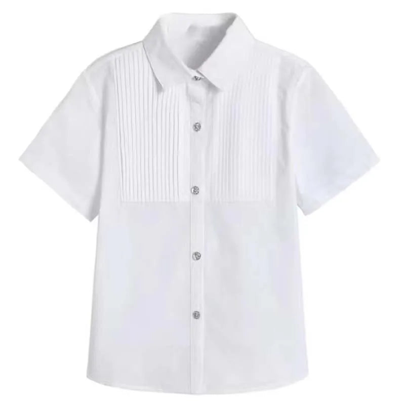 Baby Toddler Teenage Clothes School Uniform Boys Shirts White Long Sleeve Turn-down Collar Kids Shirt For Boys Children Tops
