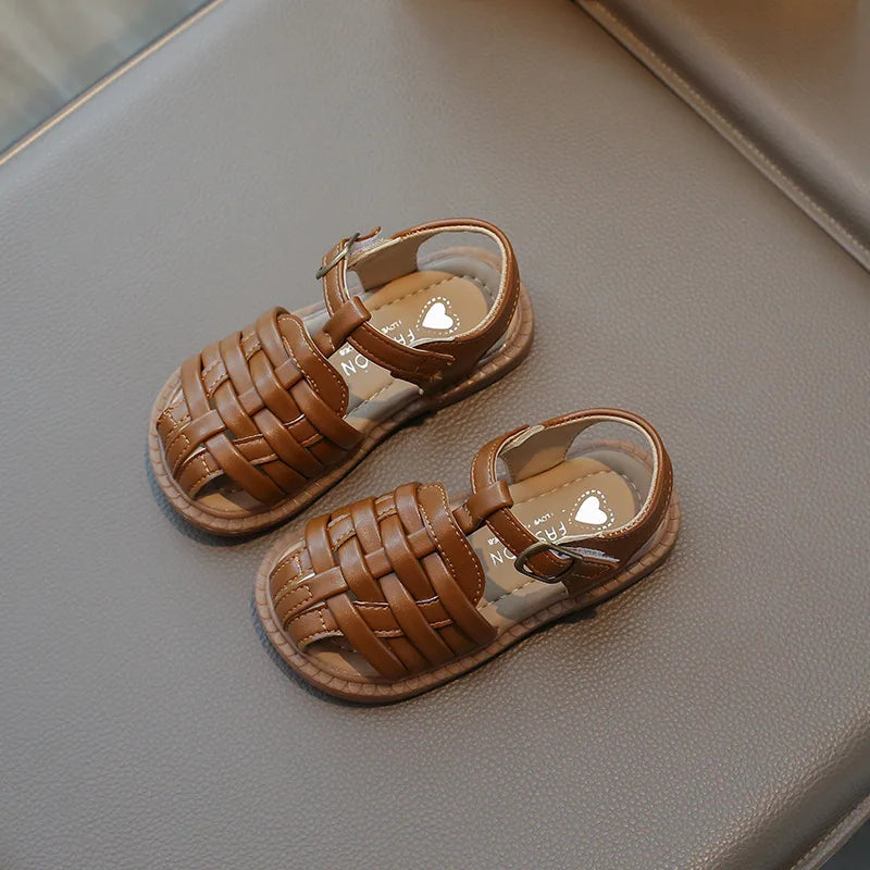 Kids Sandals 2026 Summer Sandals for Boy Fashion Children Cut-Outs Beach Shoes Braided Style Causal Walking Flat Sandals