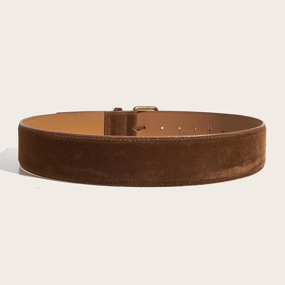 Women Fashion Luxury Design Suede Leather Wide Belt Trendy Casual Business Waist Strap Versatile Trouser Dress Belts Gifts