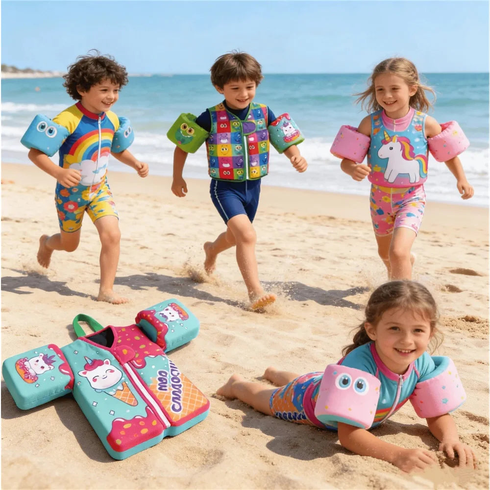Kids Swimming Vest Unisex Float Jacket with Arm Buoyancy Life Saving Vest Water Safety Swimwear for Boys And Girls