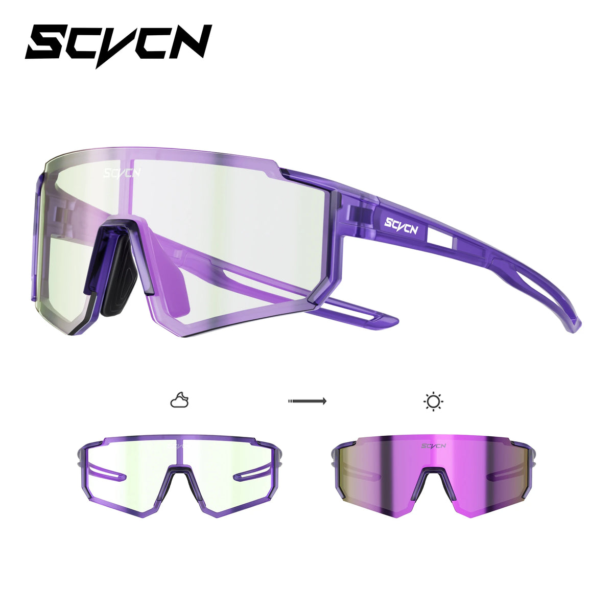 SCVCN Children Sports Glasses Kids Road Bikes Cycling Eyewear Photochromic UV400 Goggles Outdoor Cycling Teenager Sunglasses