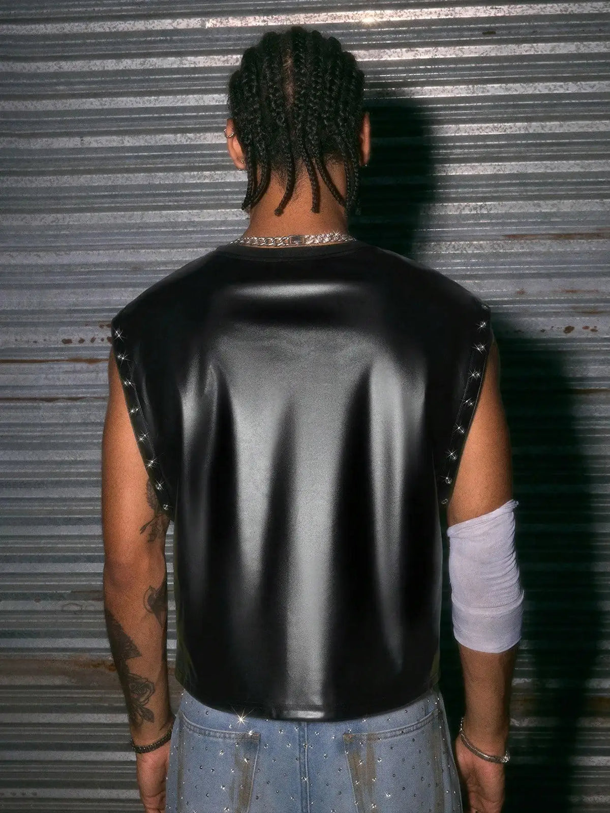 Men's Leather Vest Fashion PU Leather T-Shirts Biker's Tank Tops Streetwear Superior Quality