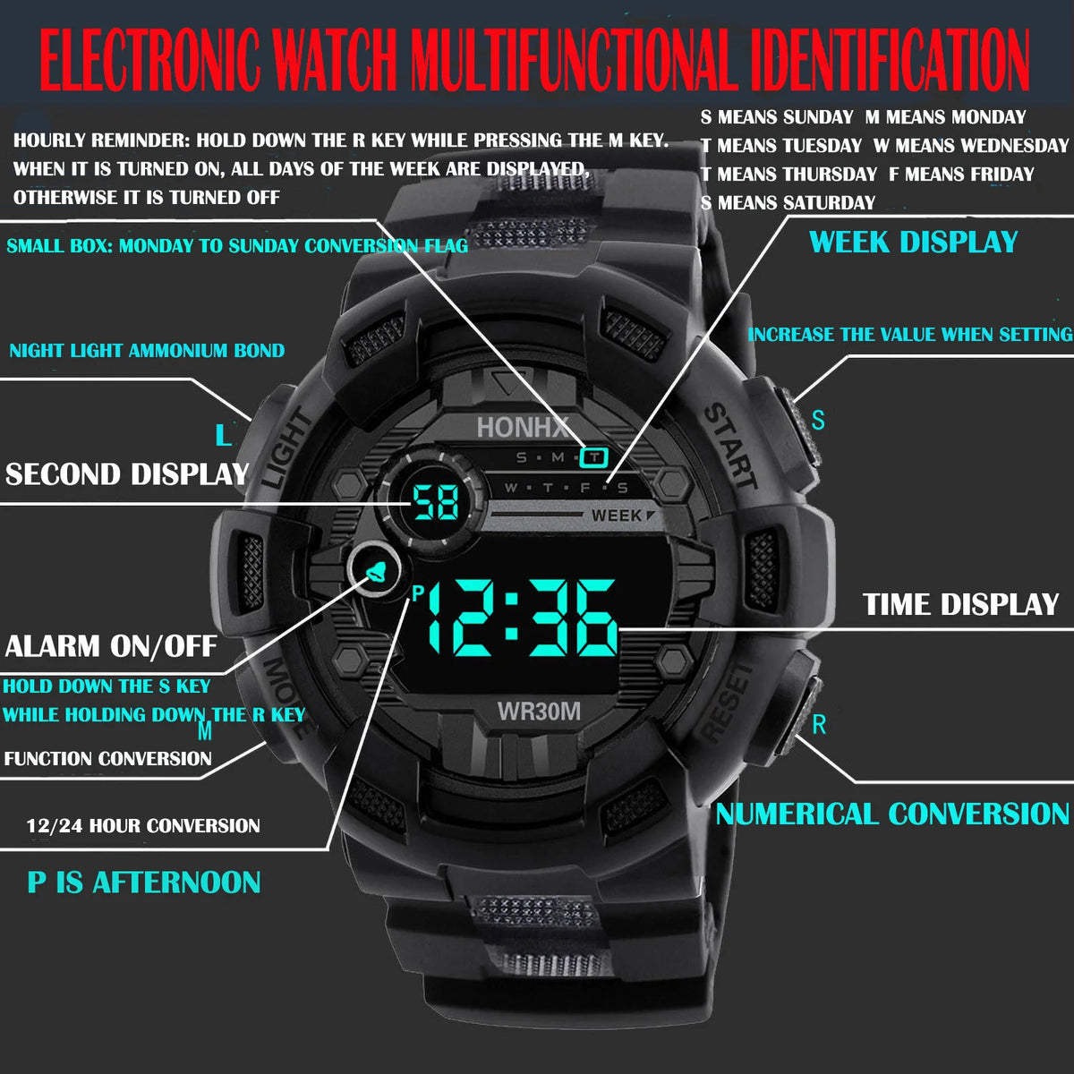 Kids Digital Watches Life Waterproof Electronic Watch For Children multi-function luminous Sports Wrist watch For Boys