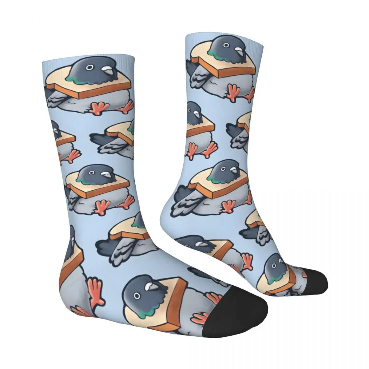 Funny Men's Socks Hungry Pigeon Retro Hip Hop Casual Crew Sock Gift Pattern Printed