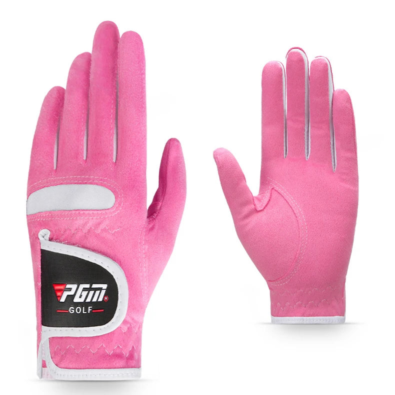 1pair Women Golf Gloves Soft Microfiber Cloth Breathable Non-slip Protective Gloves Hand Wear Golf Accessory ST009