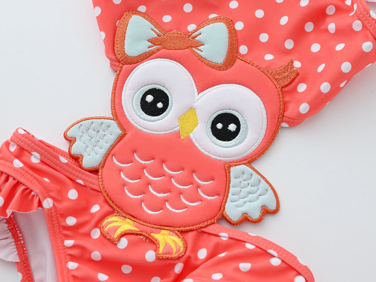 Honeyzone Children's Swimwear Little Girl Bikini Owl Print Swimsuit Stitch Kids' Clothing Girls' Summer Fashionable Suit 1-8Year
