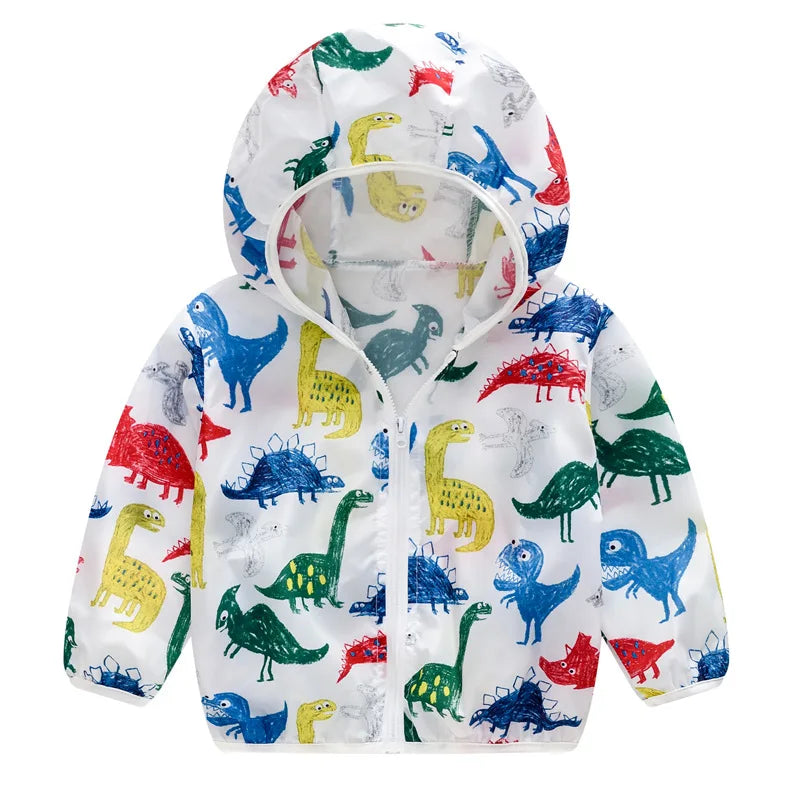 Summer Sun Protective Baby Jackets Thin Hooded Kids Coats Cartoon Children Outerwear Clothing for Girls Boys with Storage Bag