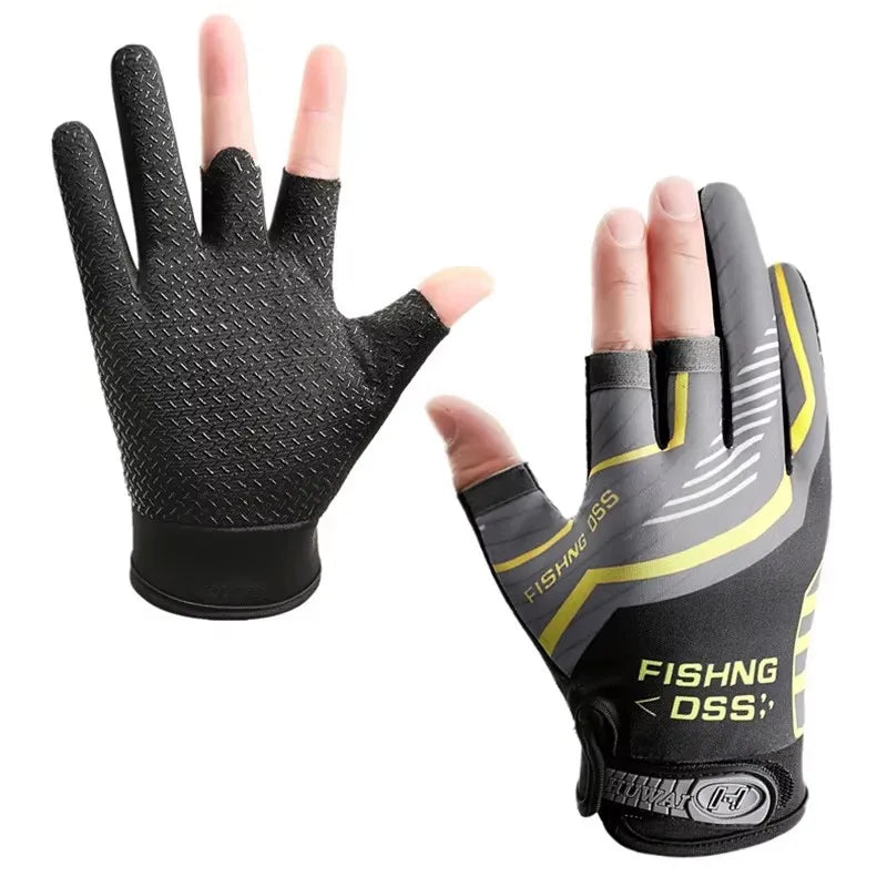 Fishing Gloves Men Summer Three Finger Cut UV Protection Cycling Gloves Anti Slip Breathable Lightweight Outdoor Sports Gear
