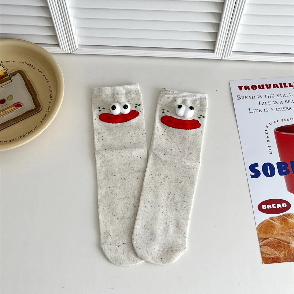 Funny Expression Women's Socks Spring Summer School Students Wearing Cute Cartoon Big Eyes Men Socks Friends Birthday Gifts