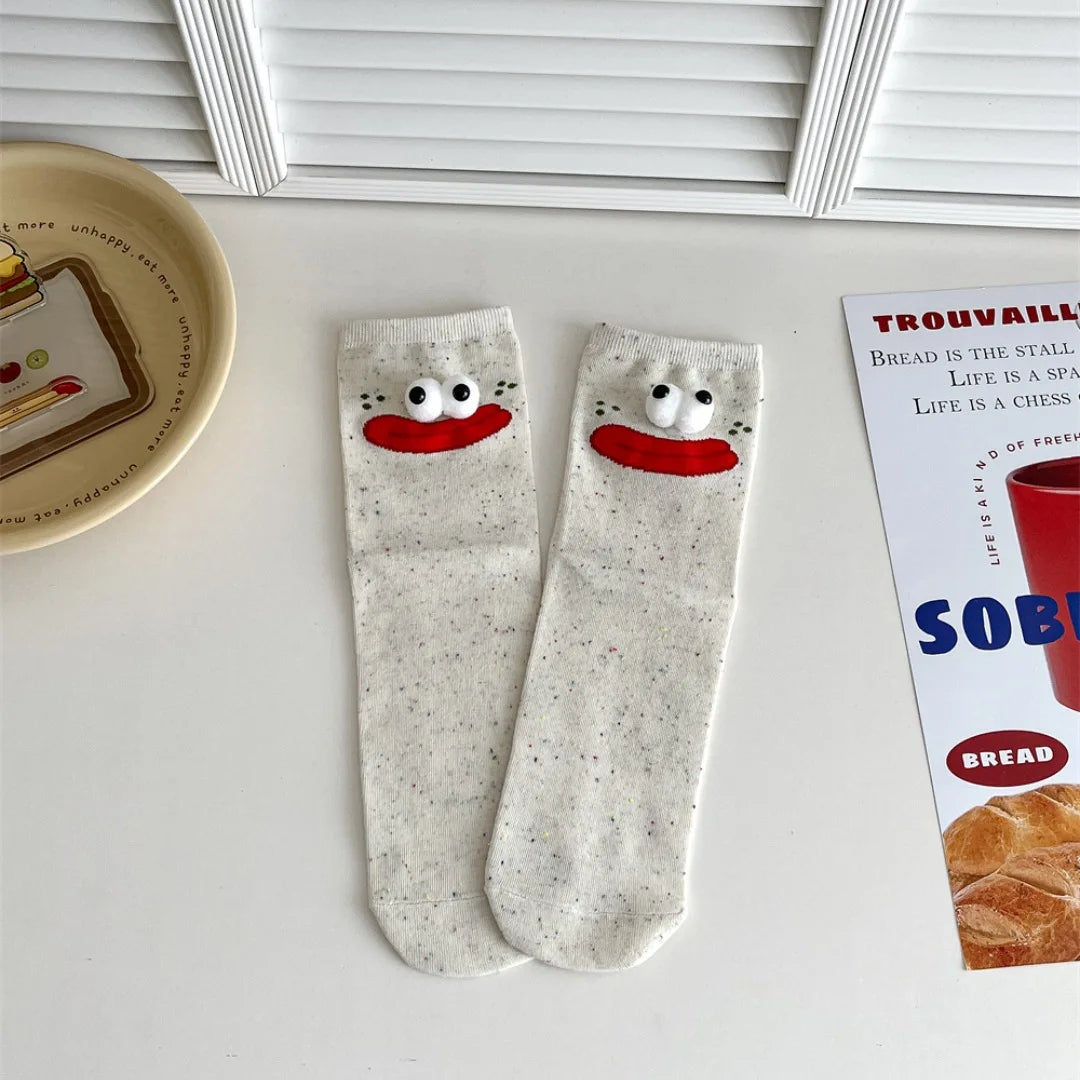 Funny Expression Women's Socks Spring Summer School Students Wearing Cute Cartoon Big Eyes Men Socks Friends Birthday Gifts