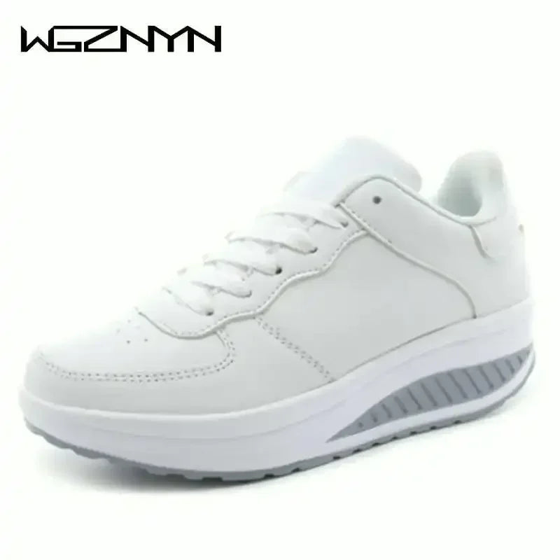NEW Women Sneakers Breathable Waterproof Wedges Platform Vulcanize Shoes Woman Sneakers Leather Casual Shoes Tenis Feminino