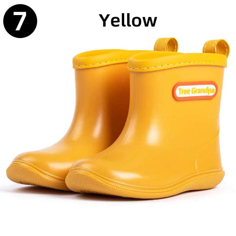 Toddler Rain Boots Baby Kids Easy-on Rubber Rain shoes Children Waterproof Shoes for Boys Girls Soft Toddler Rubber Shoes