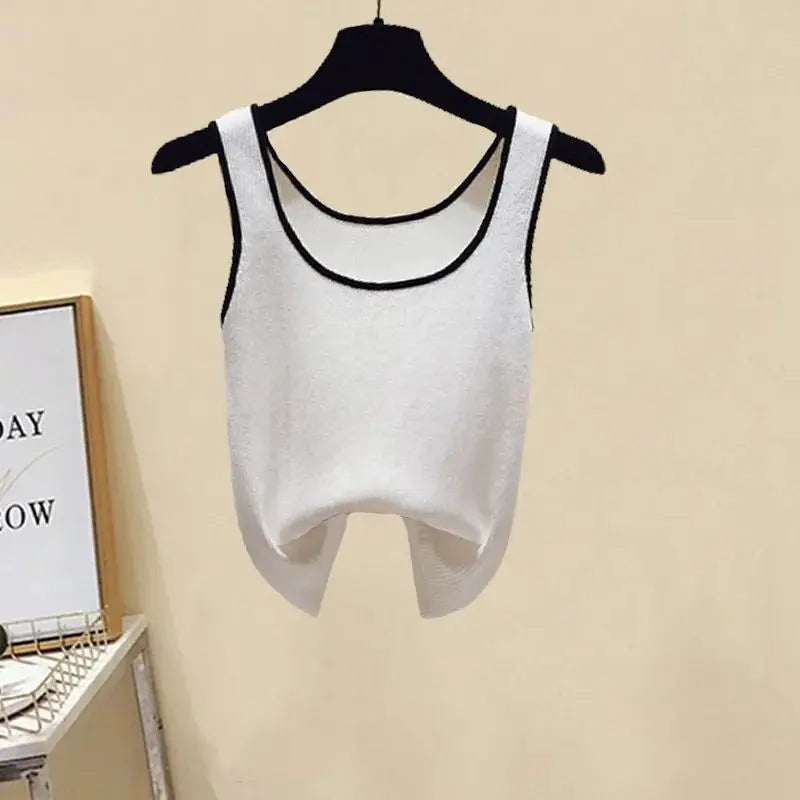 Spring Summer Casual Women Clothing 2024 Lady Loose Shirt Vest Tops Cross Letter Waist Black Straight Trousers 3 Pcs Set Outfits