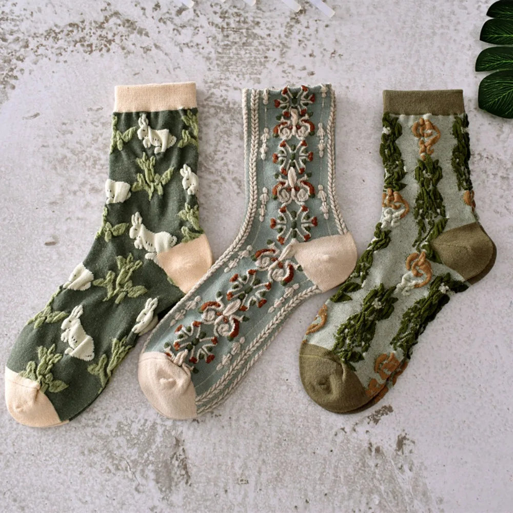 Classical Women's Socks Flowers Dress Socks Girl's Famale Cute Socks Spring And Autumn Socks Socks for Women Fashion Cute Socks
