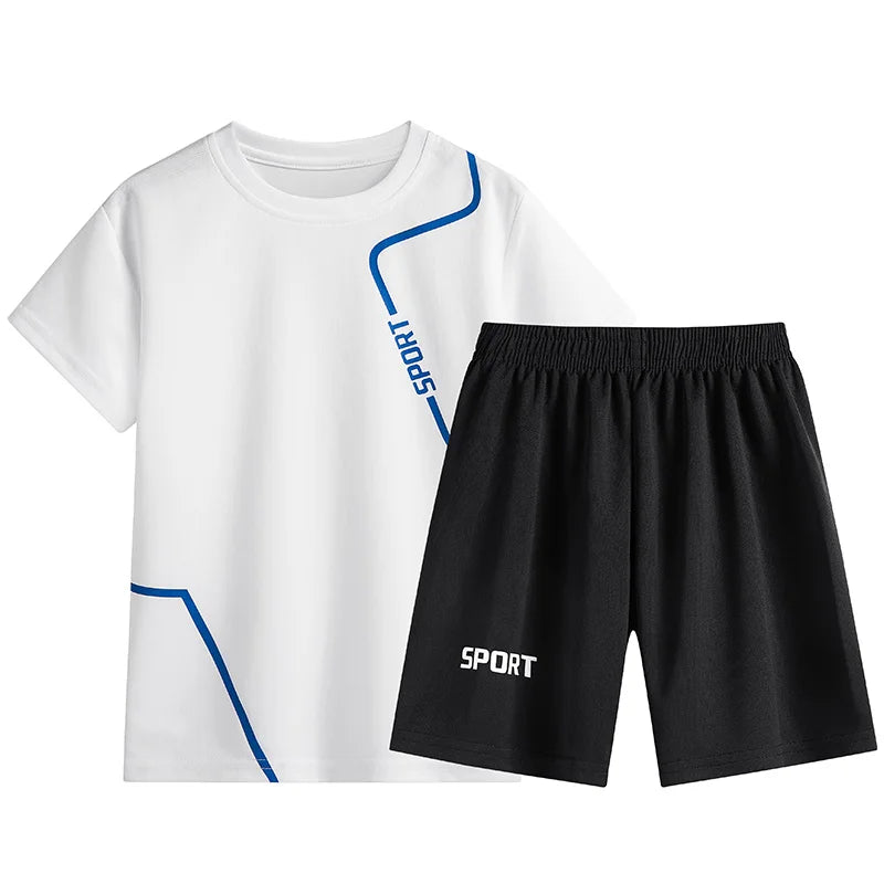 Dubbped Kids Running Clothes Sets Boys Football Jersey Short Sleeve Children Sports Training Uniforms Soccer Jerseys 2-piece Set