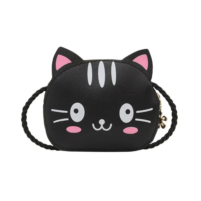 Cute Baby Kids Mini Coin Purse Handbags Boys Girls Wallet Pouch Crossbody Bags Lovely Cartoon Cat Children's Small Shoulder Bag