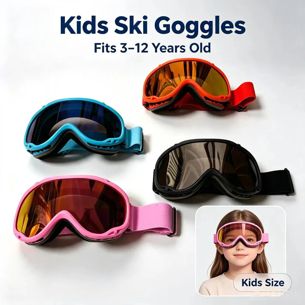 Kids Ski Goggles Snowboard Glasses Cycling Goggles for Boys Girls Youth Snow Sports Eyewear Fit 3-12 Years Old