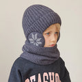 Kids Winter Knitted Hat Scarf Set for Boys Girls 2Pcs Fleece Lined Warm Earflaps Children Beanie Cap Neck Warmer for 4-10Y