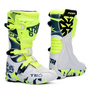 NEW TE006 Kids Motocross Boots Black Off-Road Motorcycle Boot Children Orange Youth Dirt Bike Racing Bota MX Gear for 6-12 Years