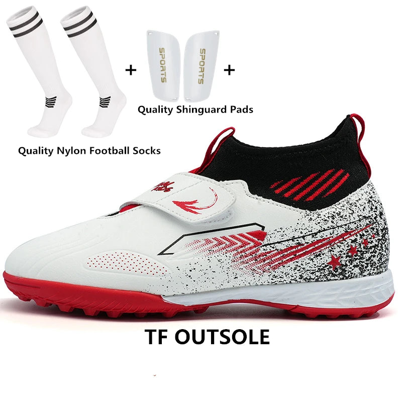 29-39 Boys Football Shoes Velcro Design Kids Girls Soccer Shoes Quality Child Sport Shoes