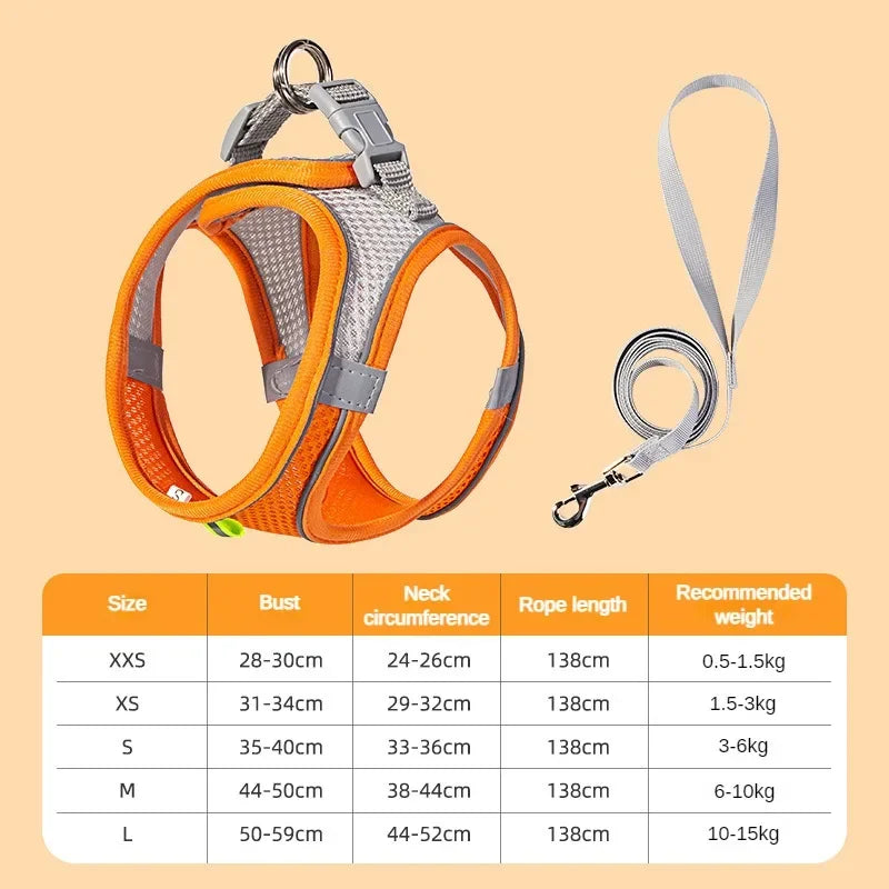 Puppy Harness Set Dog Accessories Adjustable Pet Vest Dogs French Bulldog Chihuahua Small Dog Collar Supplies Products Home