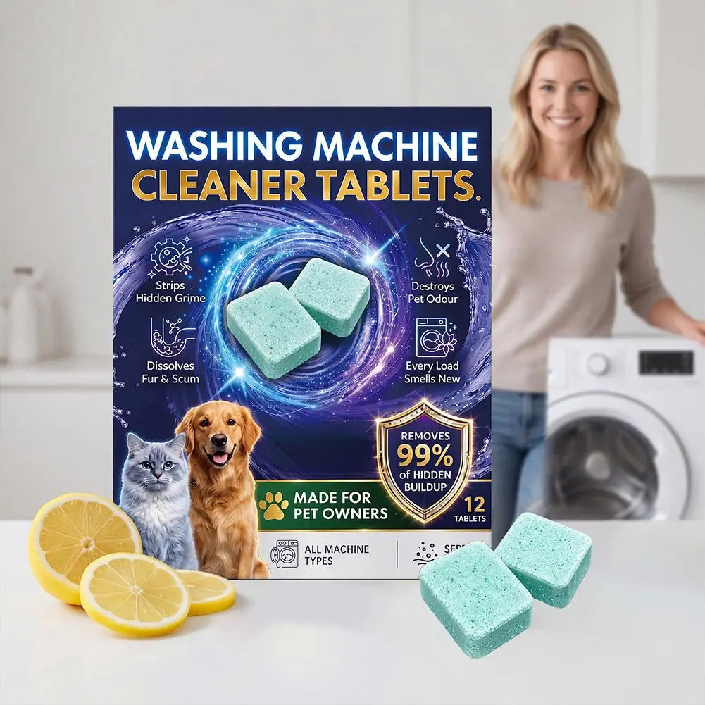 Washing Machine Cleaner for Pet Owners Eliminating Pet Odors Remove Pet Hair Cleaning Washing Machine Slots Cleaning Agent 12PCS