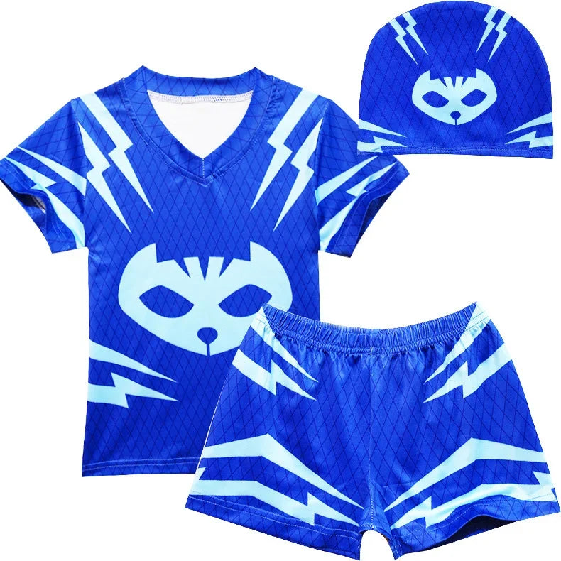 Kids Cartoon Anime Pajamas Superhero T Shirt Shorts Swimwear Swimsuit Set Outfit Boys Girls Christmas Halloween Cosplay Costume