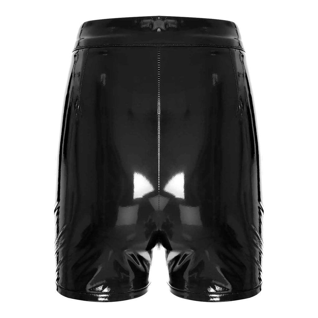 Womens PU Leather Latex Shorts High Waist Mini Shorts Shiny Hot Pants Holiday Party Rave Clothings Festival Bar Club Wear