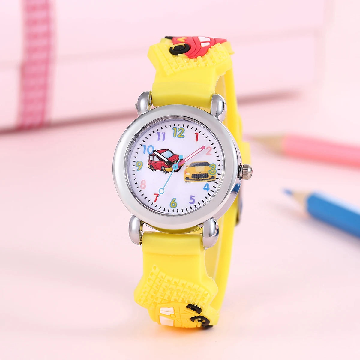 Kids Cartoon Car Watch | Colorful Digital Quartz Watch with Soft Strap | School Student Gift for Boys & Girls