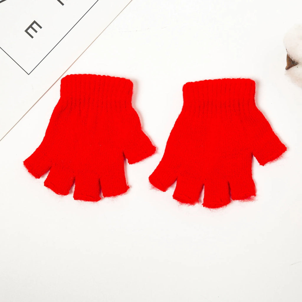 Hot Children Magic Knitted Gloves Kids Stretch Half Finger Glove Winter Warm Mittens Solid Fingerless Gloves Girls Soft Wrist