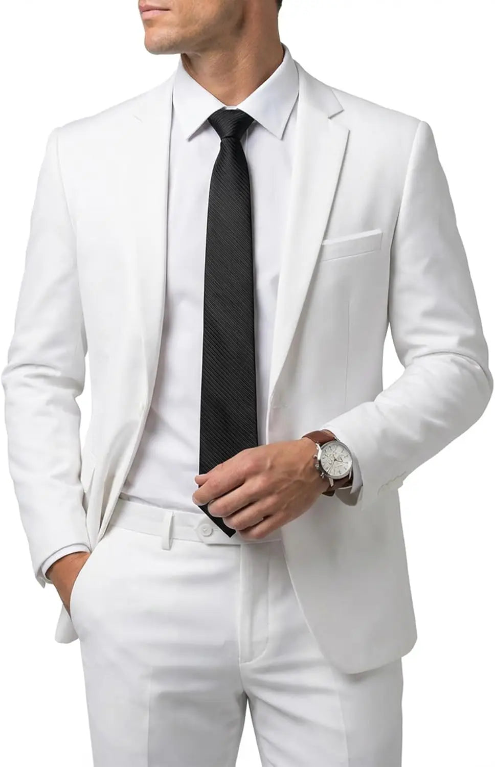 Men's 2 Piece Suit  One Button Slim Fit Solid Jacket  Pants Set Suits for Men Party Wedding Prom  Business