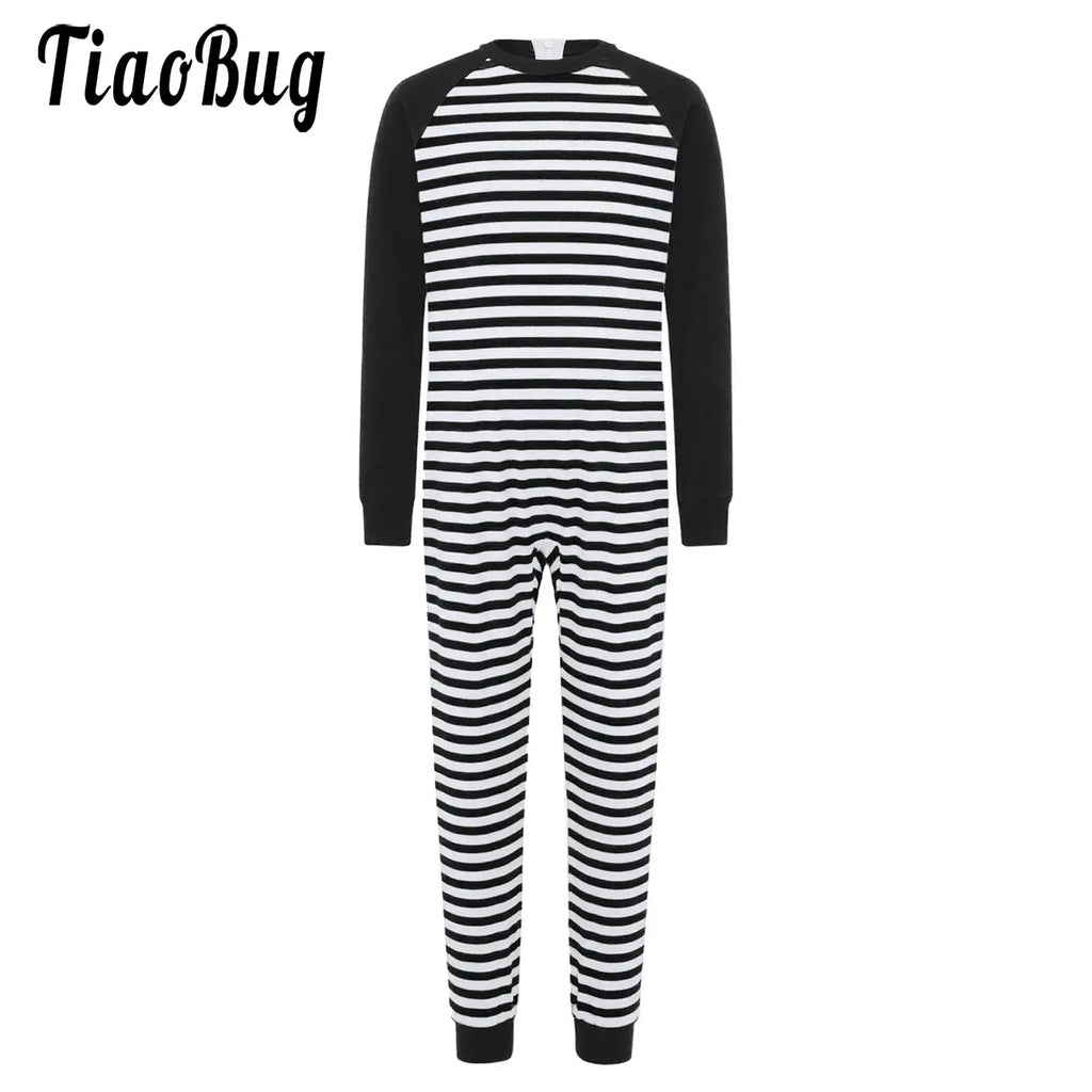 Kid Boys Girls Special Needs Jumpsuit Adaptive Clothing Long Sleeve Full Length Anti-Strip Back Zipper Stripes Rompers One-piece