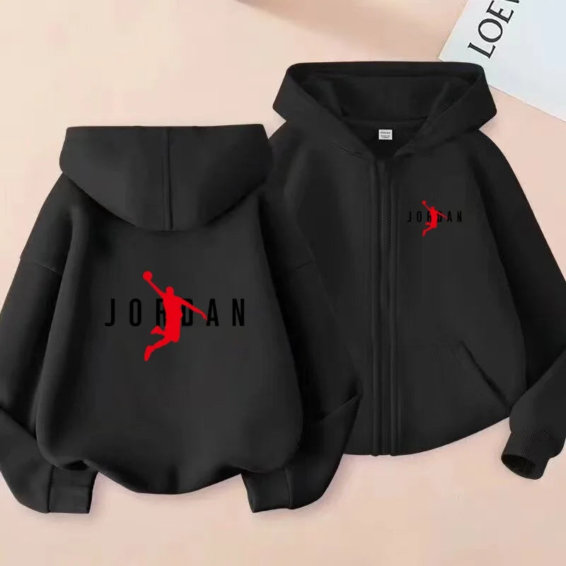kids Autumn Winter Sweatshirt Basketball Charming Clothing Zipper Style Hoodie Girl Boy 3-12 Years Fashion Blue Black White Coat