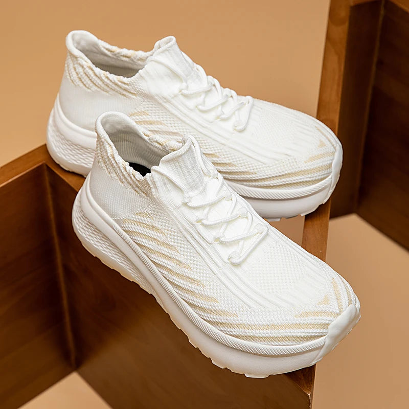 Women's Knitted Sports Shoes, Breathable, Lightweight and Casual Sports Shoes, Soft-soled Walking Sports Shoes for Men and Women