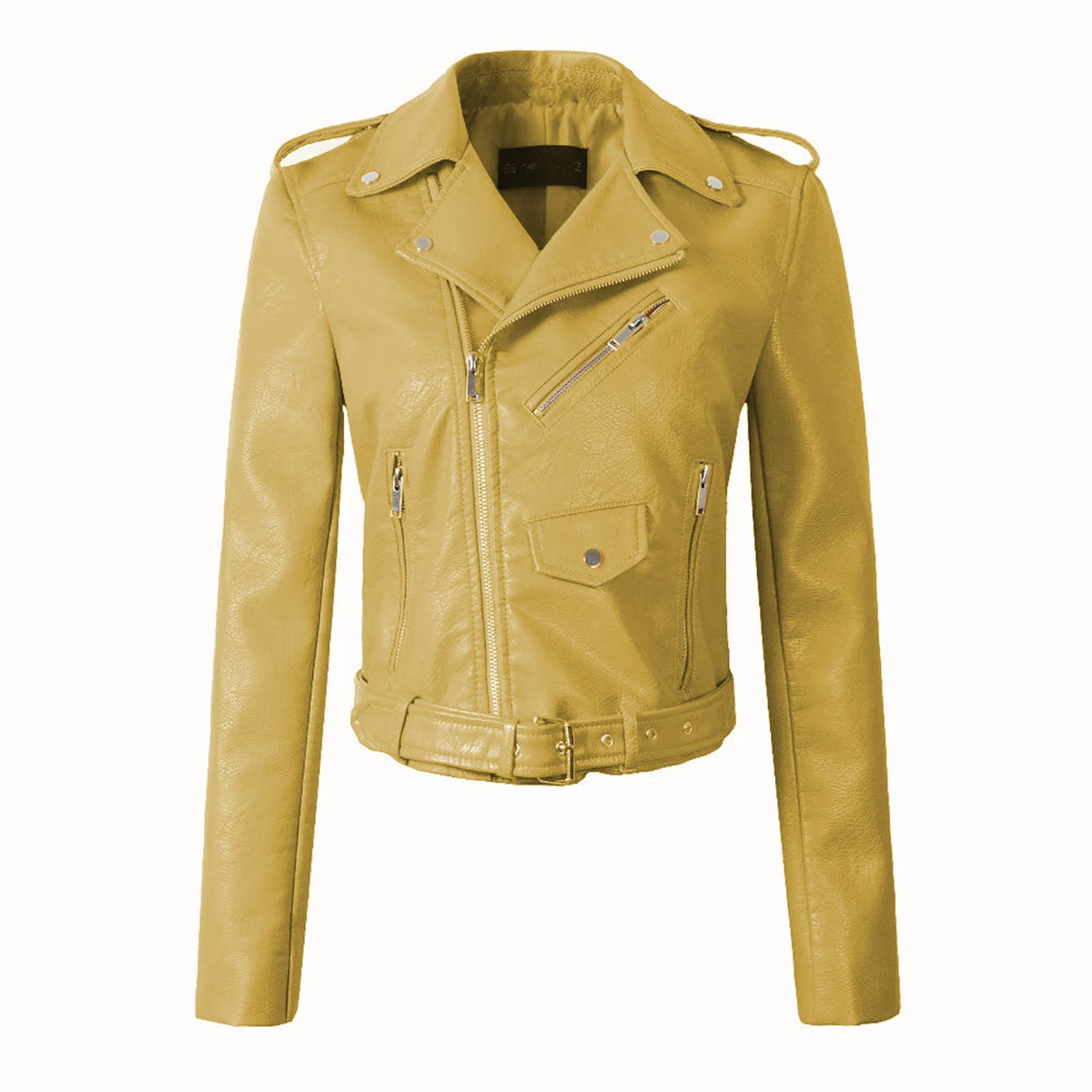 Women Faux Leather Jackets Casual Solid Color Lapel Button Lady Clothings Zip Up Slim Fit Comfortable Women's Winter Down Jacket