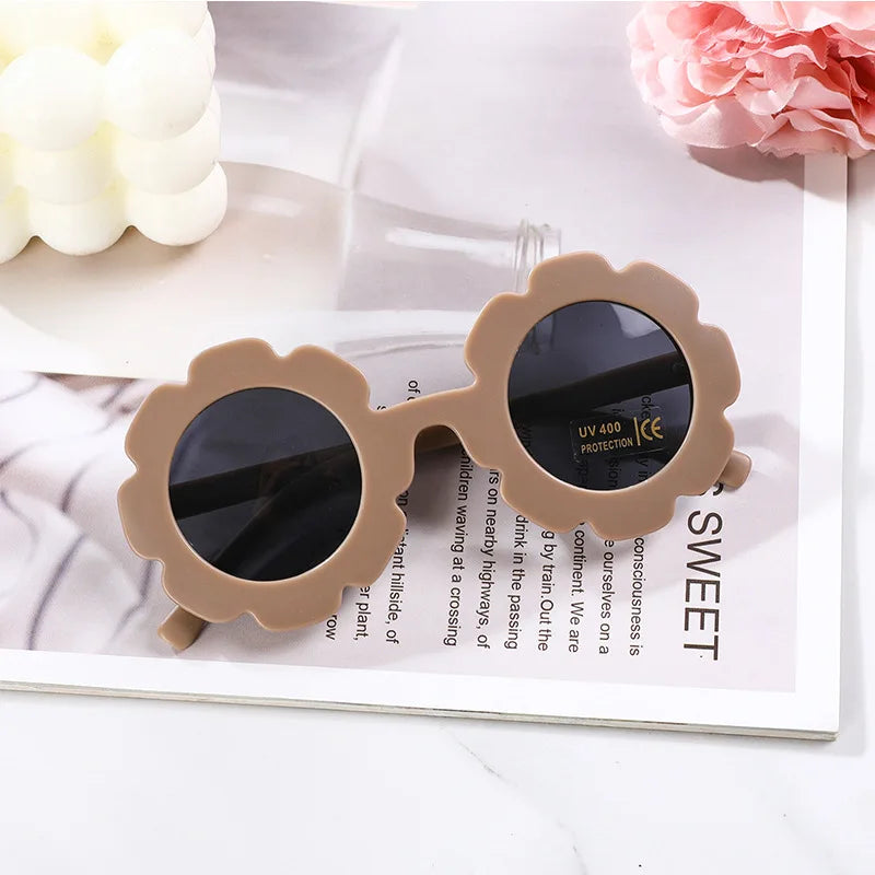 2-10 Years Children Sunglasses Sun Flower Round Cute Kids Sun Glasses for Boys Girls UV400 Protection Baby Lovely Candy Eyeglass