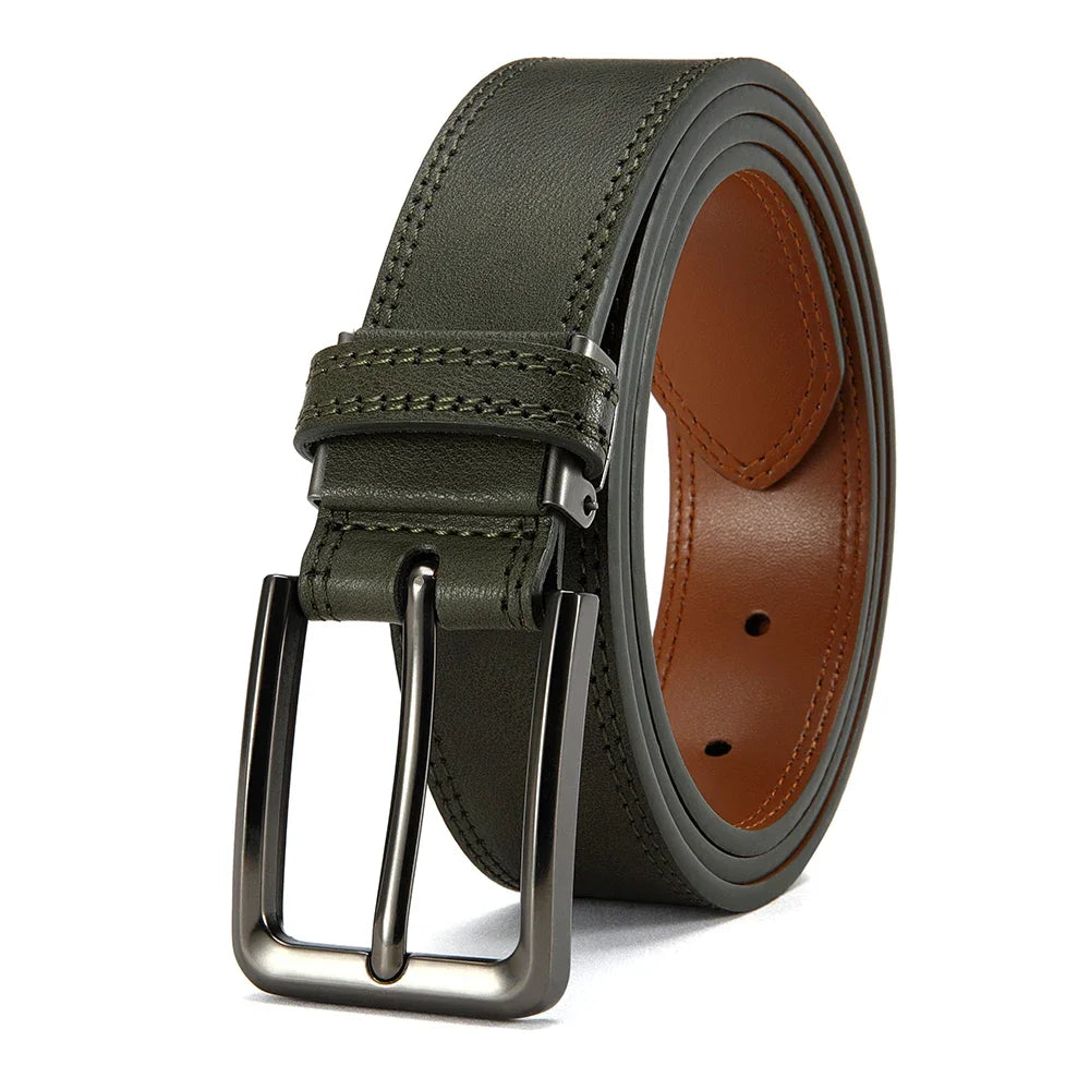 Men Belts High Quality Genuine Leather LONG Large Pin Buckle Metal Automatic Buckle Male Belts Strap Male