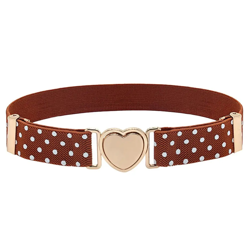 Kids Elastic Belts Girl Stretch Waist Belt Adjustable Heart Belt Uniform Belt for Teen Kids Girls Dresses Belt