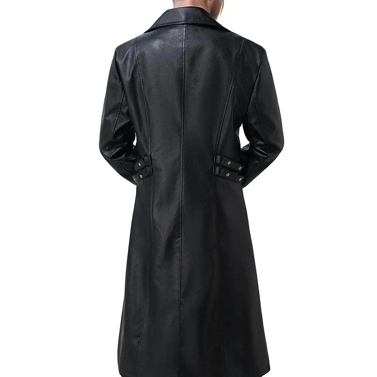 Men Long Pu Leather Coat 2026 Autumn Men Black Pu Jacket Men Clothing Classic Windbreaker Jacket Male Retro Zipper Trench Coat