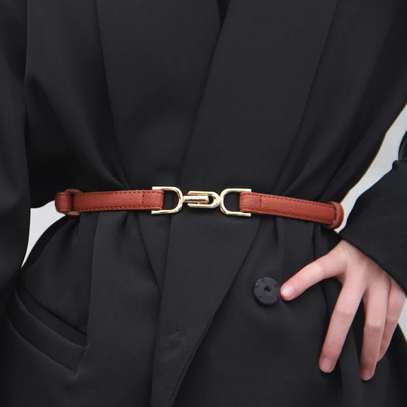 Women's Buckle Adjustable Simple and Fashionable Versatile Belts Dress Accessories Korean Style Adjustable Waist Cinching Belts