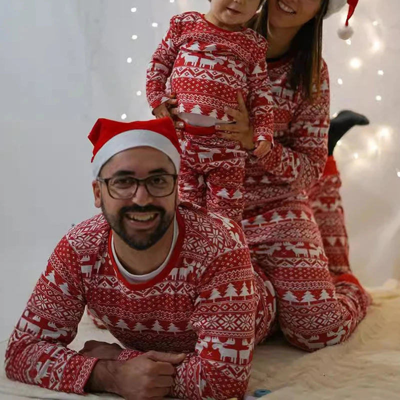 Christmas Family Pajamas Mother Father Kids Matching Clothes Cute Loose Elk Print Clothing Set Baby Boys Girls Costume Xmas Look