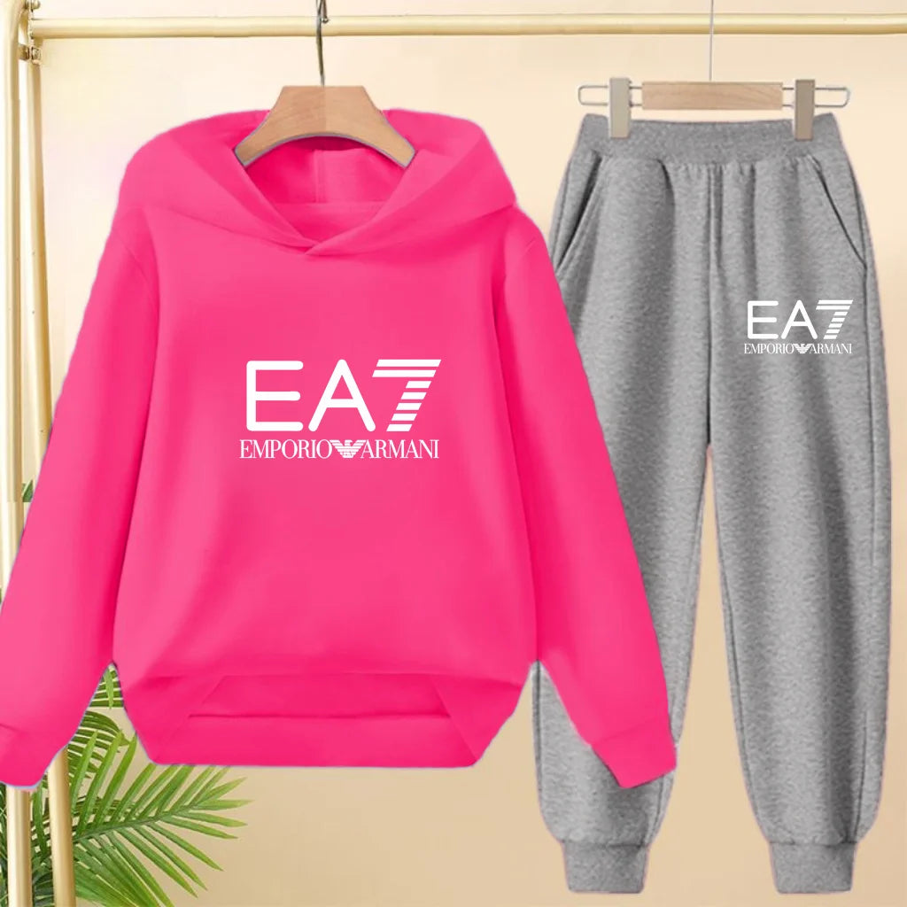 Kids Autumn Winter Hoodie  Letter Print Clothing Casual Top+Trousers 2PBoy Girl 3-12Yrs Child Gift Brand Sports Coat Jogging Set